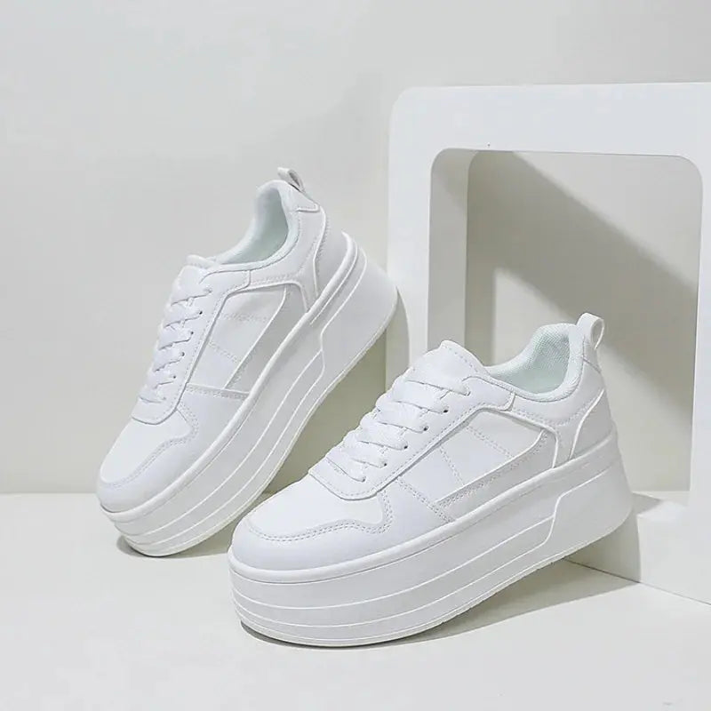 Weiße Turnschuhe für Frauen, hochwertige Freizeitschuhe aus Leder, High-Top-Sneaker für Frauen, vulkanisierte Plateauschuhe MedSurgery Store For Digital Health