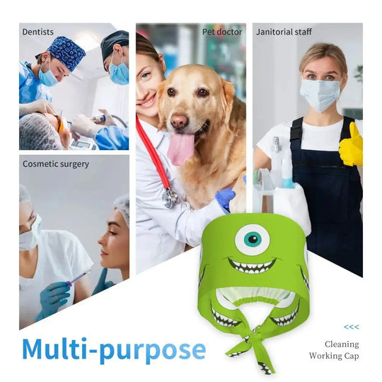 Personalisierte verstellbare Arbeitsmütze mit Monsters University Cartoon, chirurgische Mütze für Männer und Frauen, chirurgische Mütze für Krankenschwestern, Ärzte und Chirurgen MedSurgery Store For Digital Health