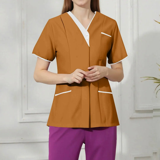 Filipina Medical Elite ISHOWTIENDA - Ergonomische Kurzarm-Klinikuniform mit V-Ausschnitt CJdropshipping