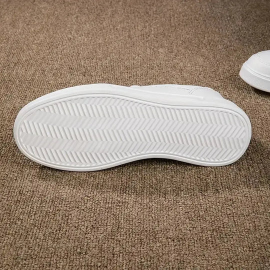 Damen weiße Schuhe, weißer Schiefer Schnürung lässige flache Schuhe, PU-Leder Wanderschuhe, dicke Sohle, Luxus-Mode für Outdoor-Aktivitäten MedSurgery Store For Digital Health