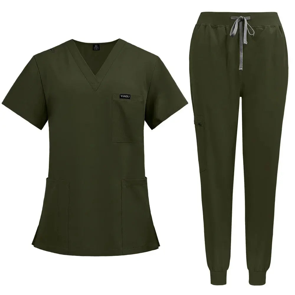 Kurzärmelige Scrubs für Frauen - Krankenschwester Scrubs Komfortable und schützende Scrubs für Krankenhaus, Isolierung und Hautpflege (94% Polyester + 6% Spandex) CJdropshipping