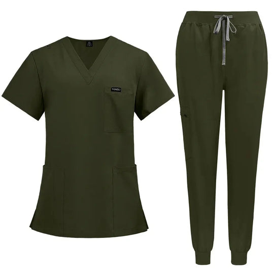 Kurzärmelige Scrubs für Frauen - Krankenschwester Scrubs Komfortable und schützende Scrubs für Krankenhaus, Isolierung und Hautpflege (94% Polyester + 6% Spandex) CJdropshipping