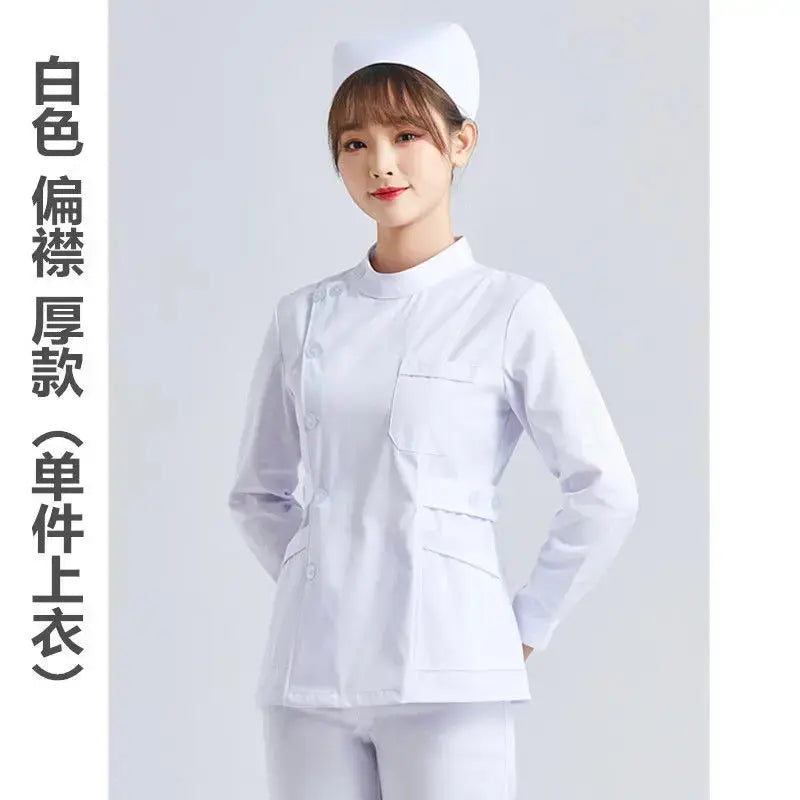 Elite White Krankenschwester Uniform - Frauen Kurzarm verstellbare Scrub Top CJdropshipping