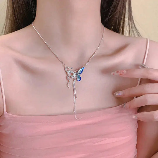 Frauen Schmetterling und Schlange Anhänger Halskette, Y2K Punk Quaste Choker, Cosplaying Schmuck Zubehör MedSurgery Store für digitale Gesundheit