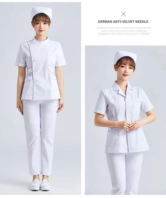 Elite White Krankenschwester Uniform - Frauen Kurzarm verstellbare Scrub Top CJdropshipping