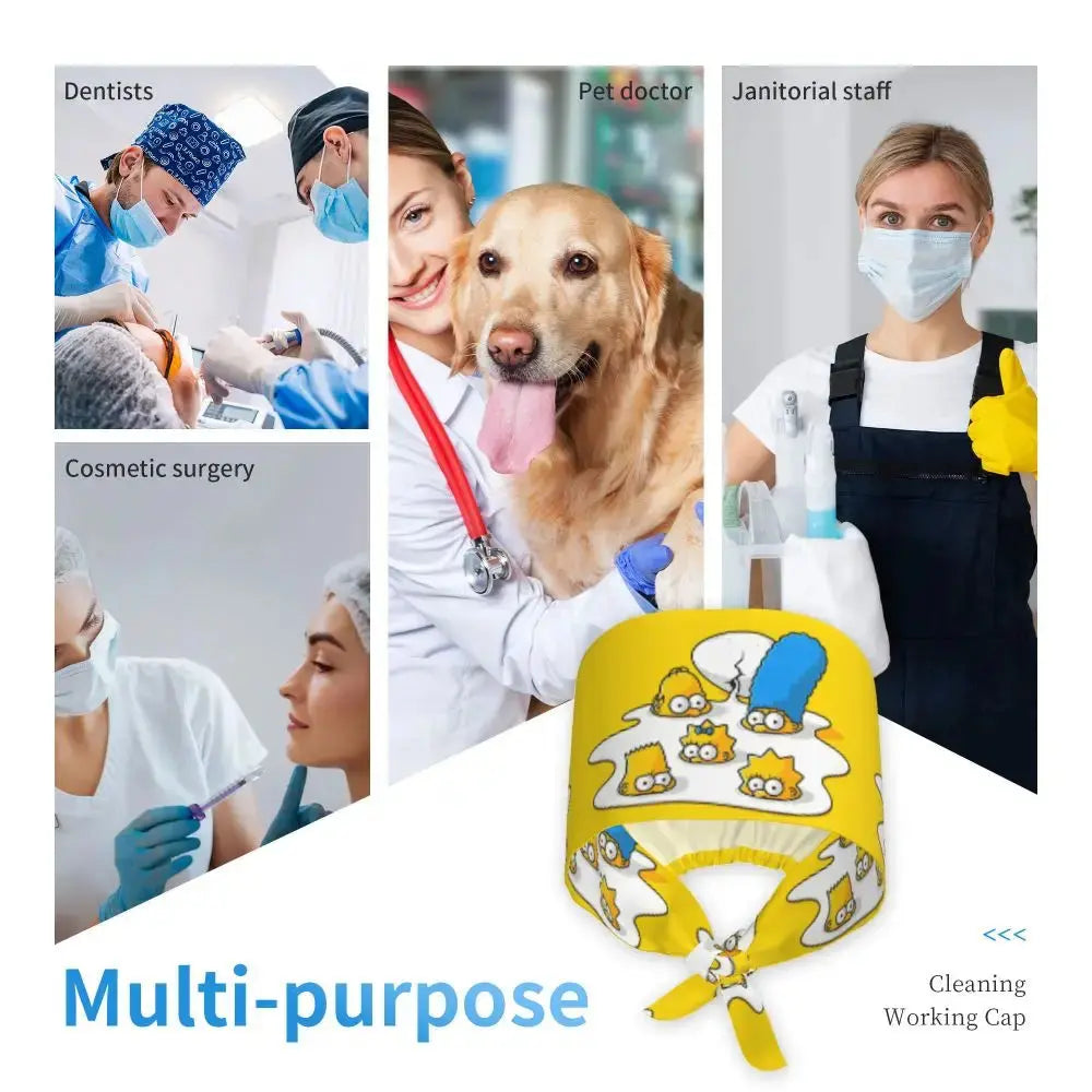 Personalisierte Die Simpsons Cartoon Cartoon medizinisches Personal Scrubs Hut Männer Frauen medizinische Krankenpflege chirurgische Scrub Kappen MedSurgery Store für digitale Gesundheit