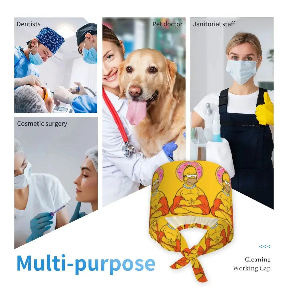 Personalisierte Die Simpsons Cartoon Cartoon medizinisches Personal Scrubs Hut Männer Frauen medizinische Krankenpflege chirurgische Scrub Kappen MedSurgery Store für digitale Gesundheit