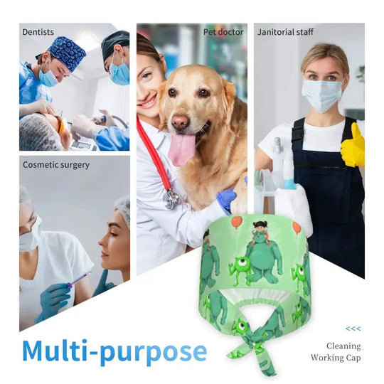Personalisierte verstellbare Arbeitsmütze mit Monsters University Cartoon, chirurgische Mütze für Männer und Frauen, chirurgische Mütze für Krankenschwestern, Ärzte und Chirurgen MedSurgery Store For Digital Health