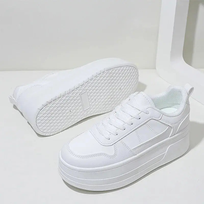 Weiße Turnschuhe für Frauen, hochwertige Freizeitschuhe aus Leder, High-Top-Sneaker für Frauen, vulkanisierte Plateauschuhe MedSurgery Store For Digital Health