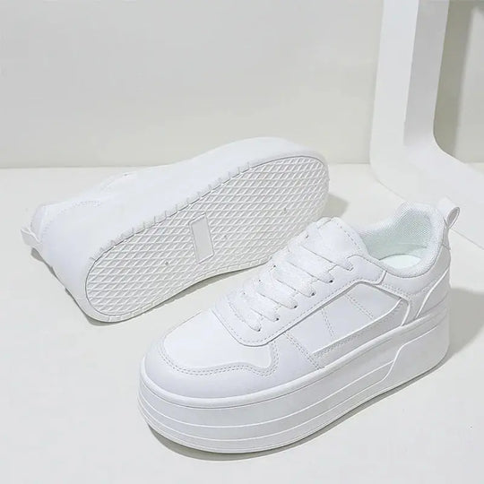 Weiße Turnschuhe für Frauen, hochwertige Freizeitschuhe aus Leder, High-Top-Sneaker für Frauen, vulkanisierte Plateauschuhe MedSurgery Store For Digital Health