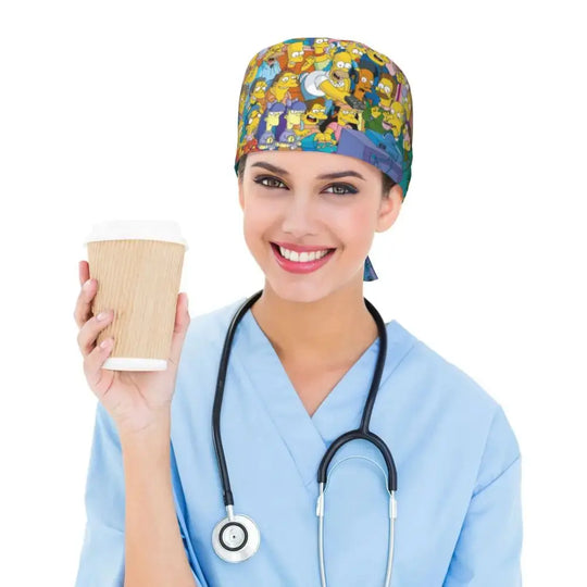 Personalisierte Die Simpsons Cartoon Cartoon medizinisches Personal Scrubs Hut Männer Frauen medizinische Krankenpflege chirurgische Scrub Kappen MedSurgery Store für digitale Gesundheit