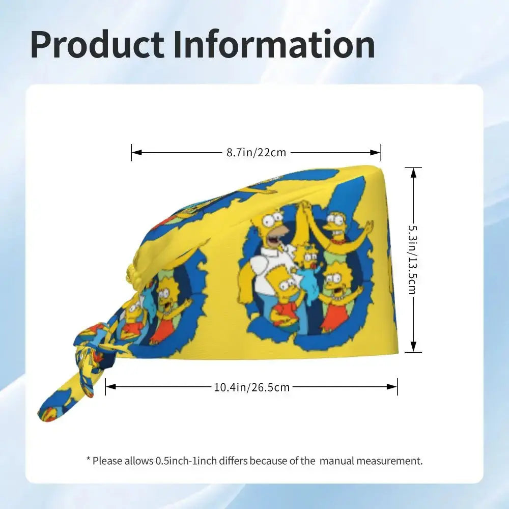 Personalisierte Die Simpsons Cartoon Cartoon medizinisches Personal Scrubs Hut Männer Frauen medizinische Krankenpflege chirurgische Scrub Kappen MedSurgery Store für digitale Gesundheit