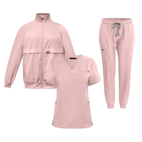 Work Top, Arzt und Krankenschwester Uniform, Plain Pants mit mehr Taschen, Dental Scrub Pants, Unisex Scrubs, 3 Stück Set CJdropshipping