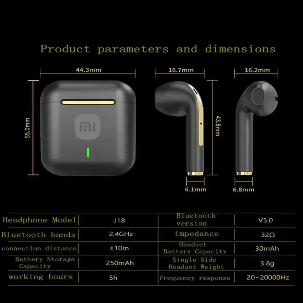 XIAOMI J18 True Wireless Headset Noise Cancelling Kopfhörer HiFI Stereo Set mit Mikrofon In-Ear Kopfhörer TWS Waterproof Headphones MedSurgery Store For Digital Health