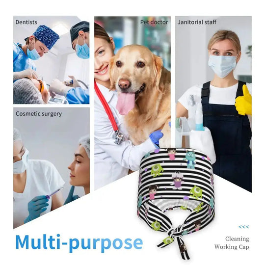 Personalisierte verstellbare Arbeitsmütze mit Monsters University Cartoon, chirurgische Mütze für Männer und Frauen, chirurgische Mütze für Krankenschwestern, Ärzte und Chirurgen MedSurgery Store For Digital Health