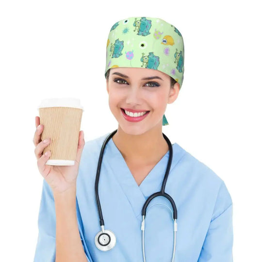 Personalisierte verstellbare Arbeitsmütze mit Monsters University Cartoon, chirurgische Mütze für Männer und Frauen, chirurgische Mütze für Krankenschwestern, Ärzte und Chirurgen MedSurgery Store For Digital Health