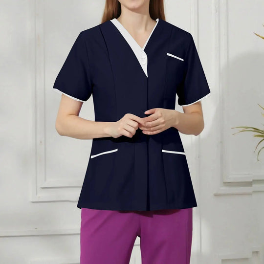 Filipina Medical Elite ISHOWTIENDA - Ergonomische Kurzarm-Klinikuniform mit V-Ausschnitt CJdropshipping