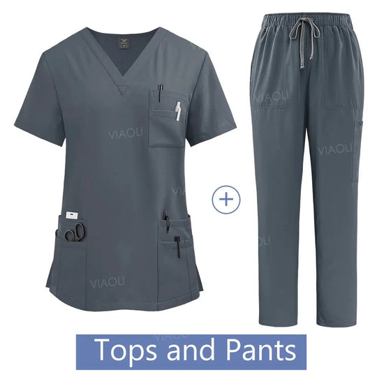 Frauen medizinische Uniform, Krankenhaus Scrubs Set, Großhandel, Krankenpflege Uniformen, Apotheke und Gesundheitswesen Klinik Arbeitskleidung CJdropshipping