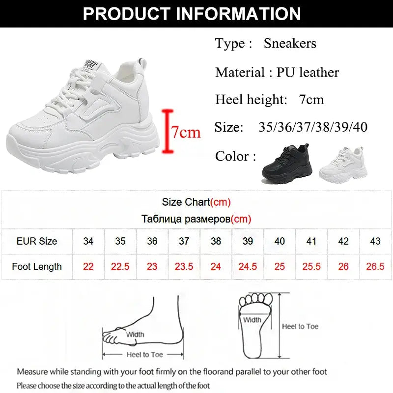 Weiße Plateau-Turnschuhe für Frauen, vulkanisierte Schnürschuhe mit dickem Boden, Pu-Leder, atmungsaktiv, Frühling 2024 MedSurgery Store For Digital Health