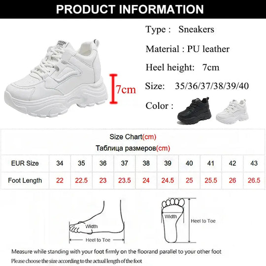 Weiße Plateau-Turnschuhe für Frauen, vulkanisierte Schnürschuhe mit dickem Boden, Pu-Leder, atmungsaktiv, Frühling 2024 MedSurgery Store For Digital Health