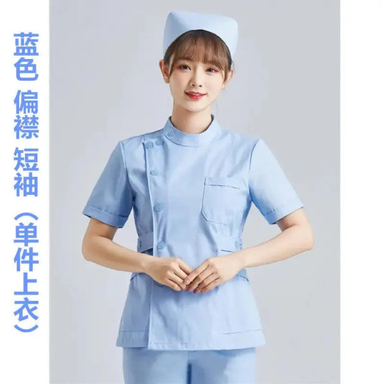 Elite White Krankenschwester Uniform - Frauen Kurzarm verstellbare Scrub Top CJdropshipping