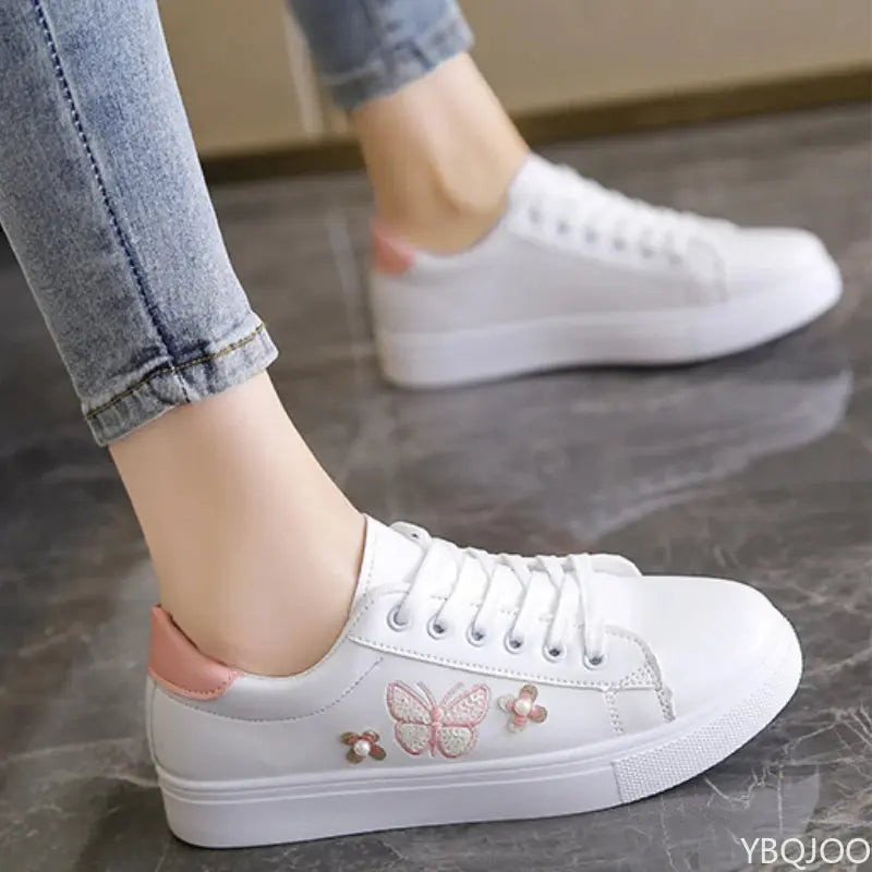 Damen Neue Weiße Schuhe, Modische Atmungsaktive Flache Schuhe, Leder Schnürschuh Freizeitschuhe, Bequeme und Vielseitige Turnschuhe für Frauen MedSurgery Store For Digital Health