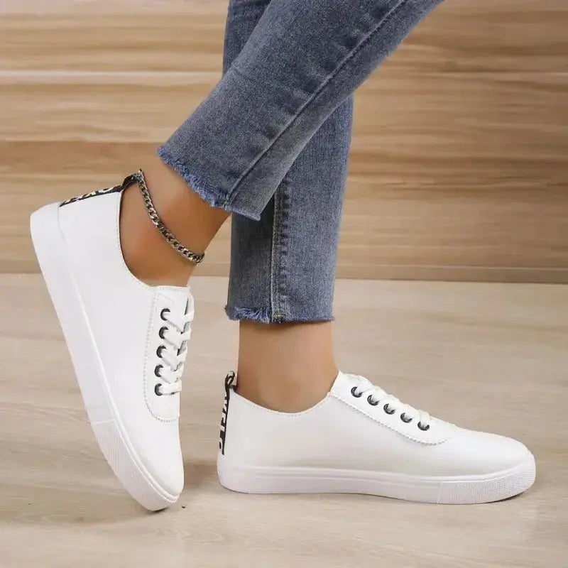 Weiße Schuhe, Damen-Sneaker, flache weiße Leder-Schnürschuhe, vielseitige weiche Sohle, Lauf- und Walkingschuhe, Campus für Studenten MedSurgery Store For Digital Health