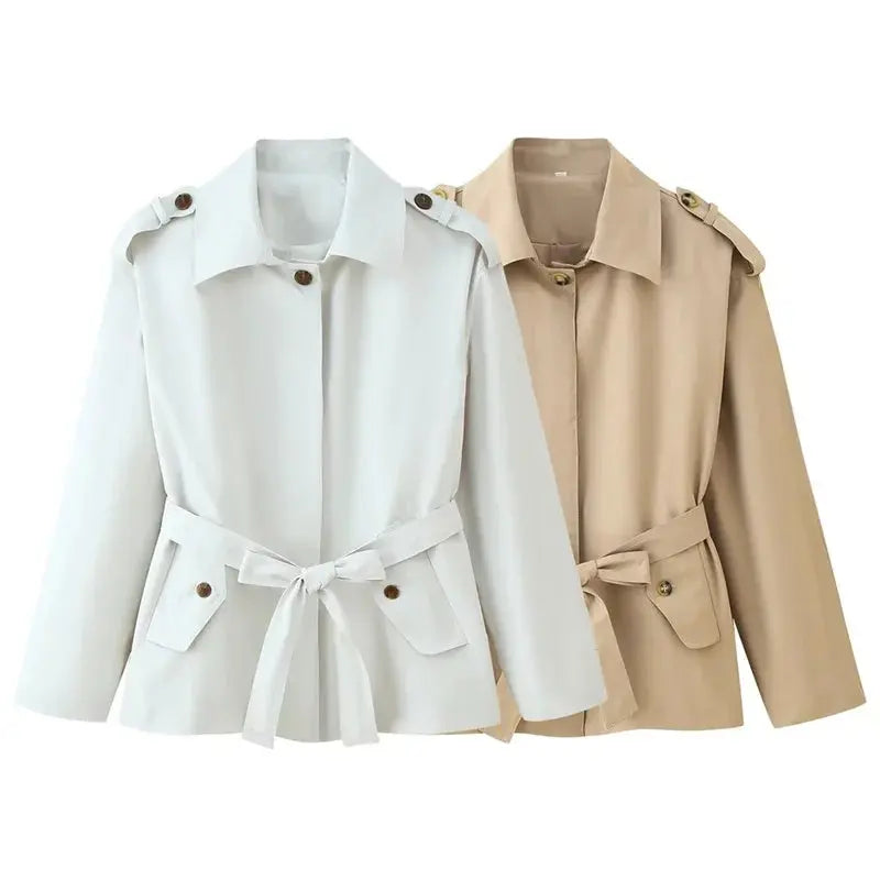 Damen Trenchcoat, neuer Kurzmantel mit Gürtel, Revers, elegantes Freizeitoberteil für Frauen 2025 MedSurgery Store For Digital Health
