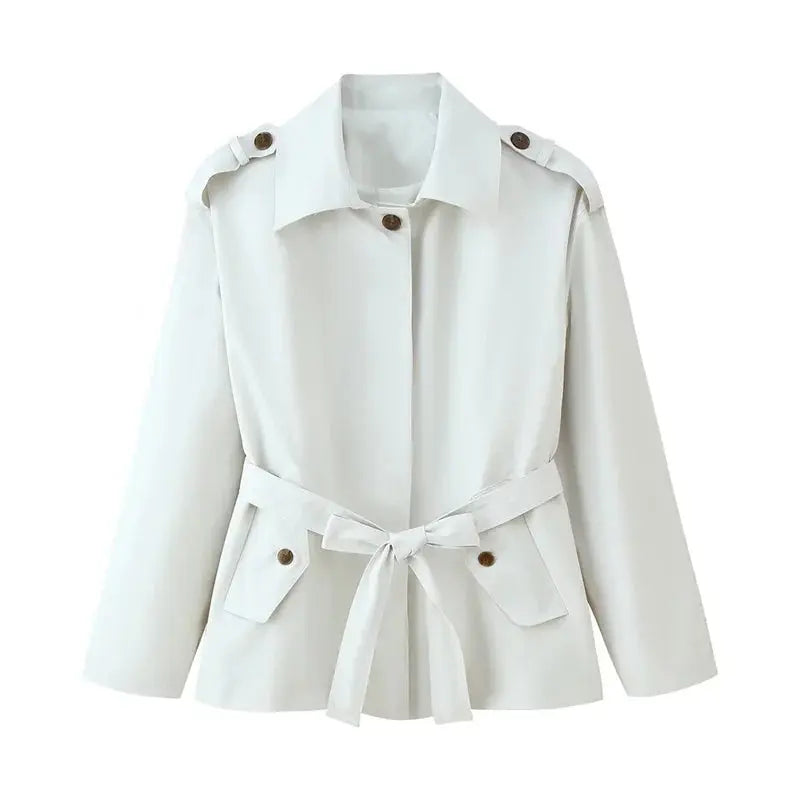 Damen Trenchcoat, neuer Kurzmantel mit Gürtel, Revers, elegantes Freizeitoberteil für Frauen 2025 MedSurgery Store For Digital Health