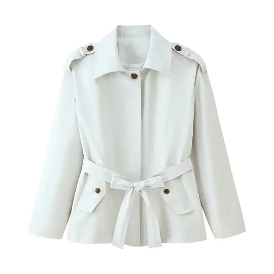 Damen Trenchcoat, neuer Kurzmantel mit Gürtel, Revers, elegantes Freizeitoberteil für Frauen 2025 MedSurgery Store For Digital Health