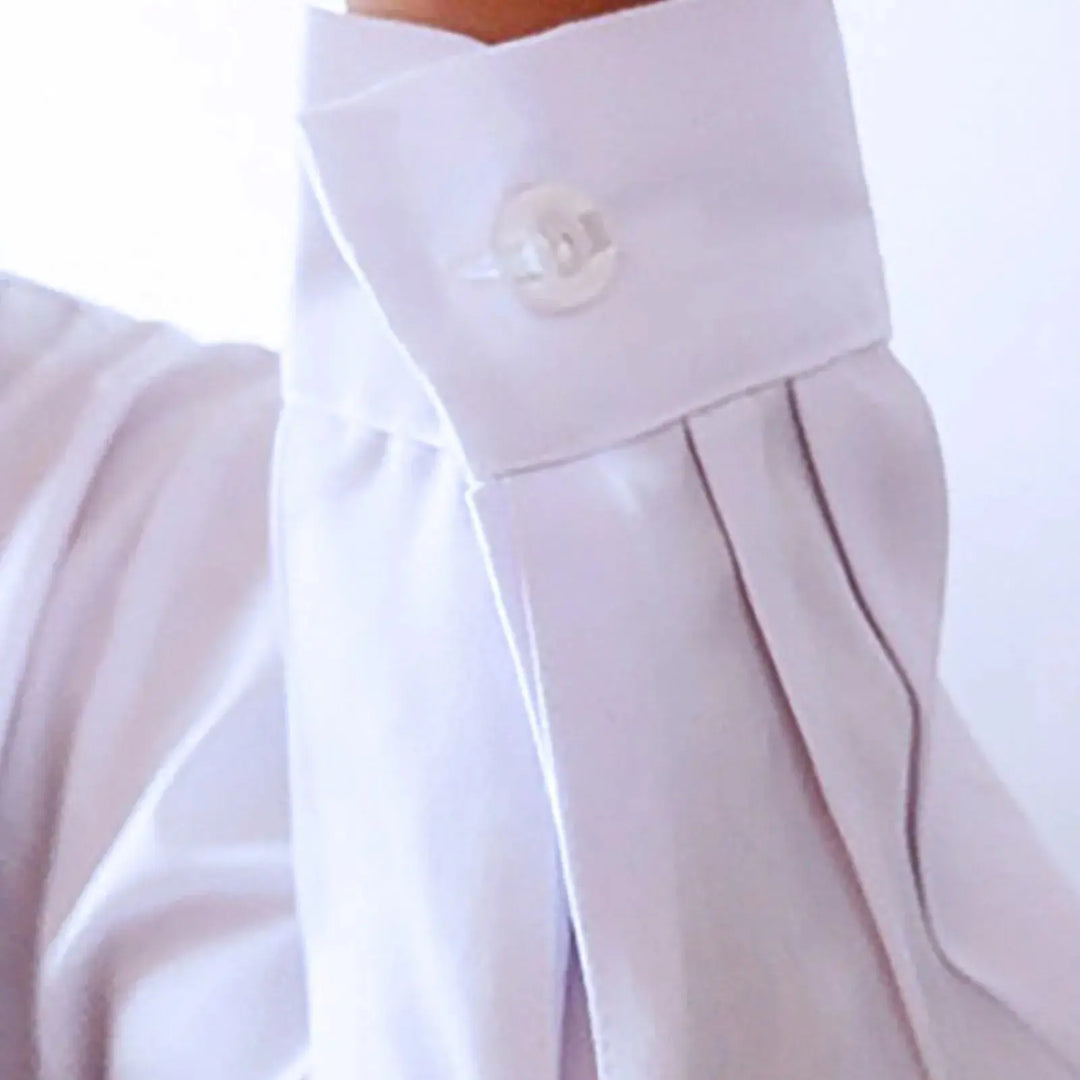 Langärmeliger weißer Unisex-Laborkittel für Männer und Frauen, Bluse im Tunika-Stil mit gekerbtem Reverskragen und Knöpfen für Medizin- und Pflegeuniformen MedSurgery Store For Digital Health