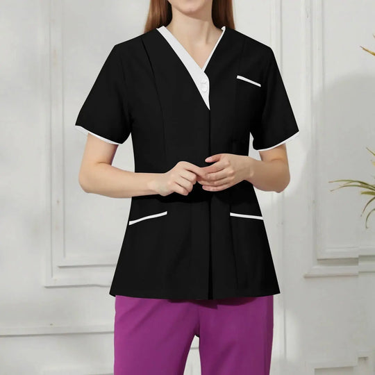 Filipina Medical Elite ISHOWTIENDA - Ergonomische Kurzarm-Klinikuniform mit V-Ausschnitt CJdropshipping