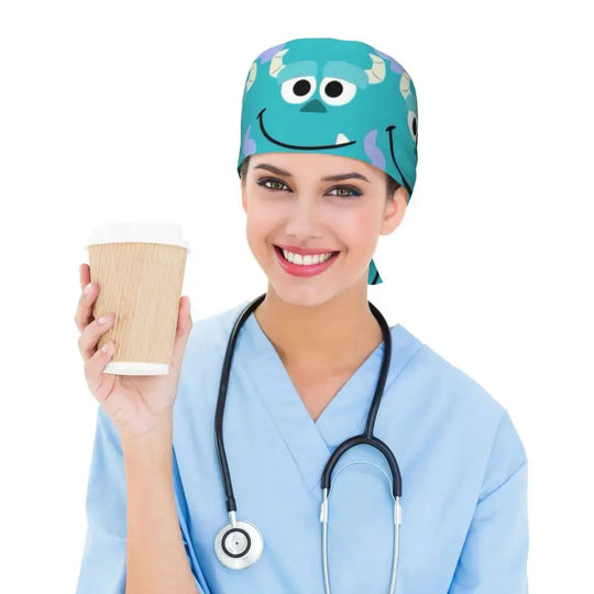 Personalisierte verstellbare Arbeitsmütze mit Monsters University Cartoon, chirurgische Mütze für Männer und Frauen, chirurgische Mütze für Krankenschwestern, Ärzte und Chirurgen MedSurgery Store For Digital Health