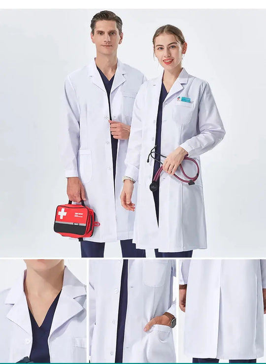 Günstiger weißer Laborkittel für Frauen, Männer, Studenten, Chemie, medizinische Fachkräfte, Krankenschwester, Langarm, Arztkittel XK002 MedSurgery Store For Digital Health