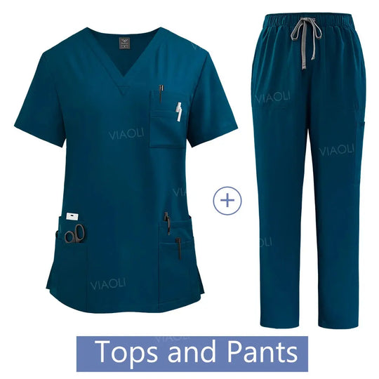 Frauen medizinische Uniform, Krankenhaus Scrubs Set, Großhandel, Krankenpflege Uniformen, Apotheke und Gesundheitswesen Klinik Arbeitskleidung CJdropshipping