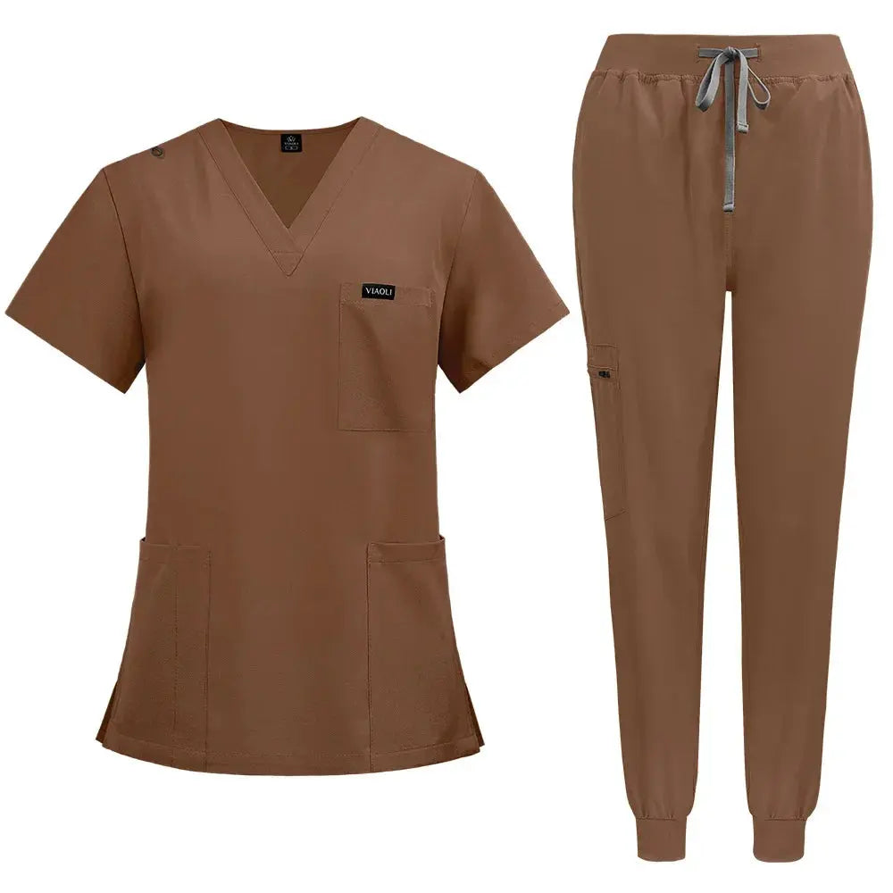 Kurzärmelige Scrubs für Frauen - Krankenschwester Scrubs Komfortable und schützende Scrubs für Krankenhaus, Isolierung und Hautpflege (94% Polyester + 6% Spandex) CJdropshipping