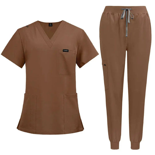 Kurzärmelige Scrubs für Frauen - Krankenschwester Scrubs Komfortable und schützende Scrubs für Krankenhaus, Isolierung und Hautpflege (94% Polyester + 6% Spandex) CJdropshipping