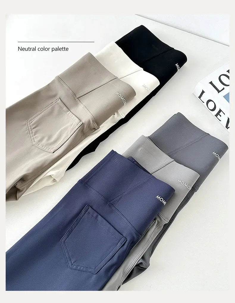 BIVIGAOS 2025 Frühling Sommer Gesäßtasche Haifischhaut Leggings Damen eng weiß Casual Sport Fitness Leggings Leggings Skinny Hosen MedSurgery Store For Digital Health