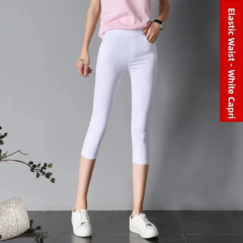 Frauen hohe Taille weiß dünne Leggings, Sommer achtzehn adeazant plonnings, kleine Fuß plonnings sie... MedSurgery Store für digitale Gesundheit