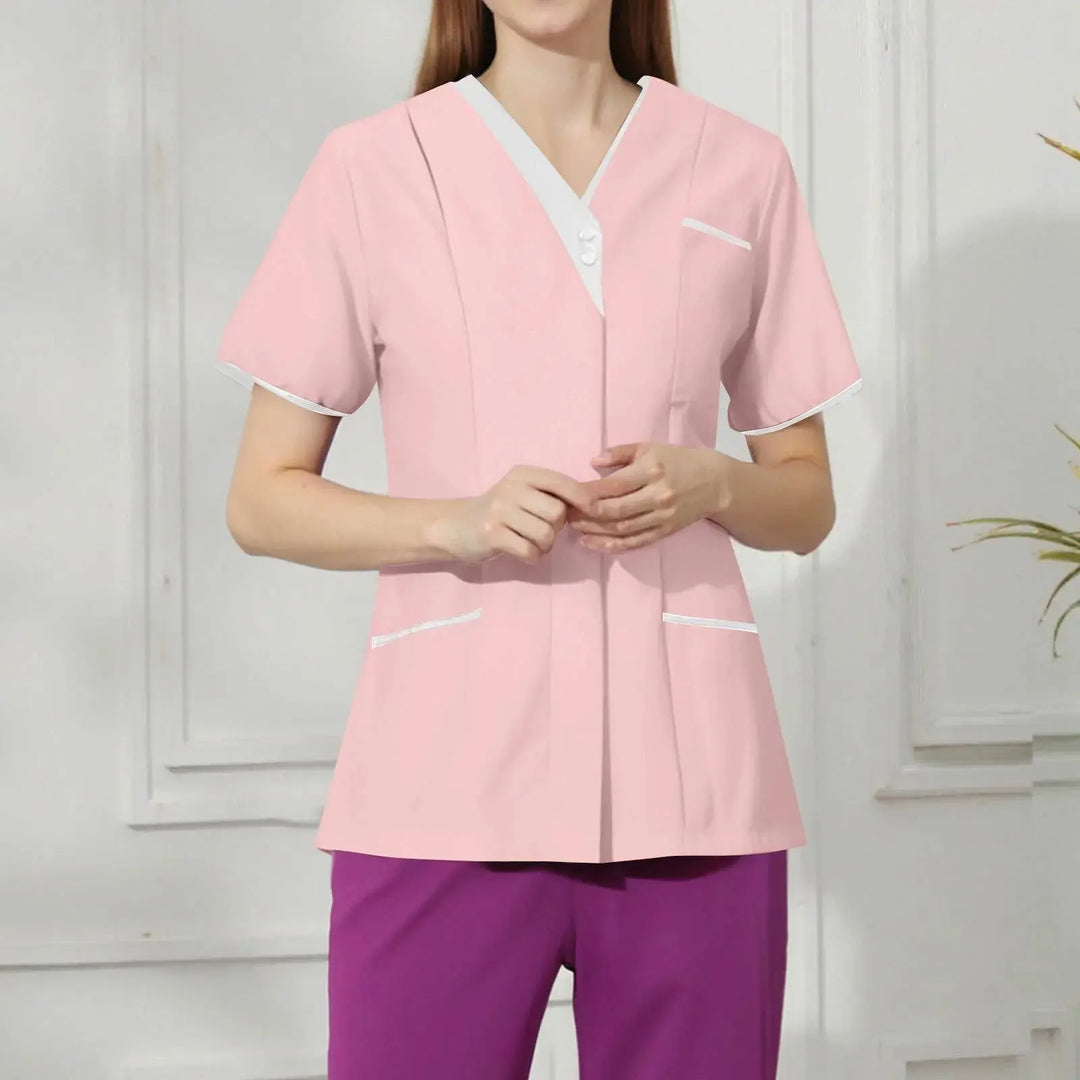 Filipina Medical Elite ISHOWTIENDA - Ergonomische Kurzarm-Klinikuniform mit V-Ausschnitt CJdropshipping