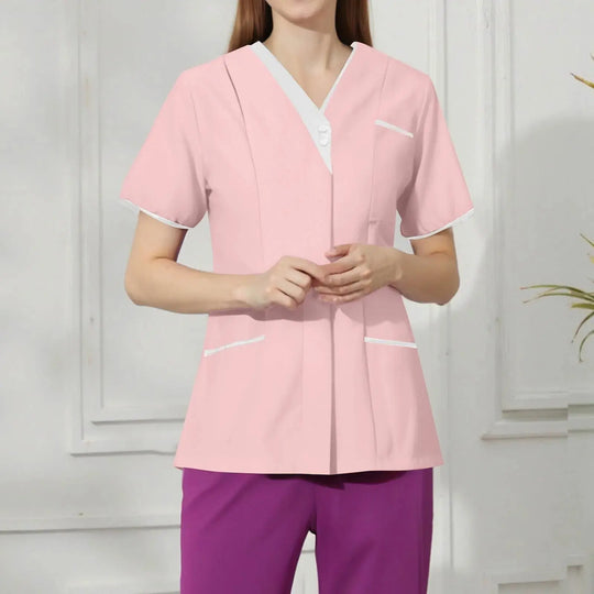Filipina Medical Elite ISHOWTIENDA - Ergonomische Kurzarm-Klinikuniform mit V-Ausschnitt CJdropshipping