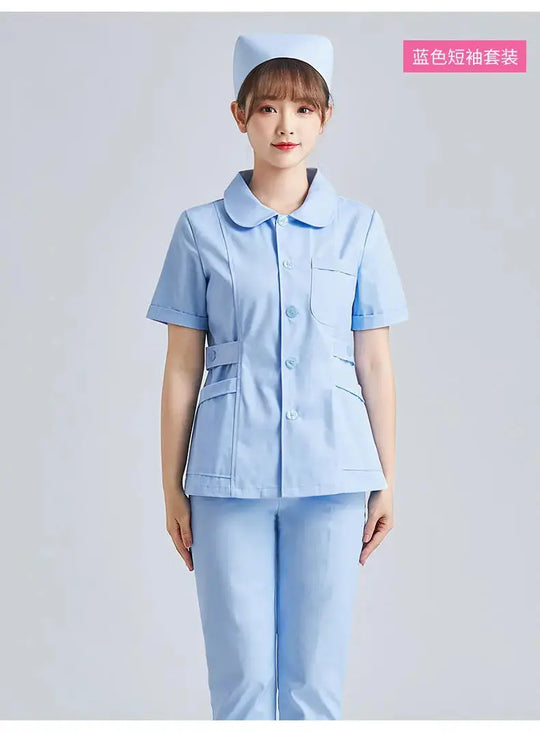 Elite White Krankenschwester Uniform - Frauen Kurzarm verstellbare Scrub Top CJdropshipping