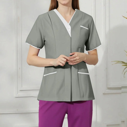 Filipina Medical Elite ISHOWTIENDA - Ergonomische Kurzarm-Klinikuniform mit V-Ausschnitt CJdropshipping