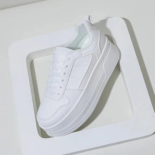 Weiße Turnschuhe für Frauen, hochwertige Freizeitschuhe aus Leder, High-Top-Sneaker für Frauen, vulkanisierte Plateauschuhe MedSurgery Store For Digital Health