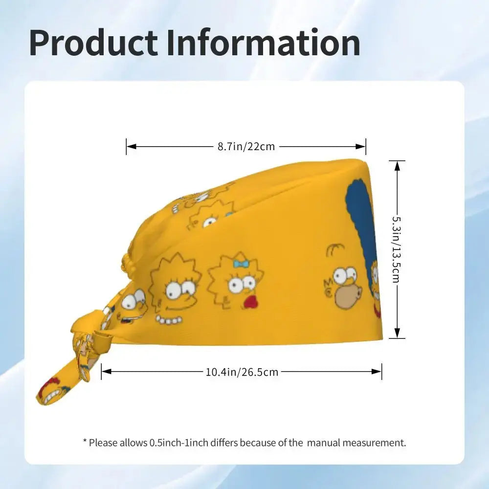 Personalisierte Die Simpsons Cartoon Cartoon medizinisches Personal Scrubs Hut Männer Frauen medizinische Krankenpflege chirurgische Scrub Kappen MedSurgery Store für digitale Gesundheit