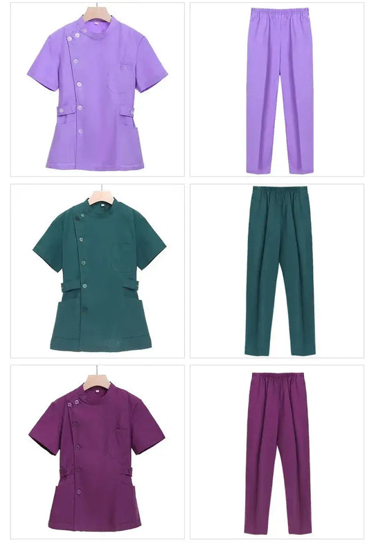 Rosa kurzes OP-Set, medizinische Uniform für Krankenschwester und Arzt, Damenbekleidung, zweiteiliger Krankenpflegeanzug, Schönheitssalon Krankenhauskleid mit Logo MedSurgery Store For Digital Health