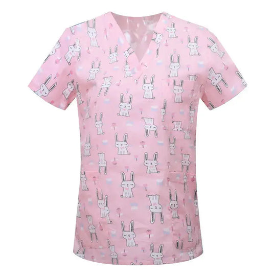 Cartoon Tier drucken Baumwollbluse, chirurgische Scrubs für Tierklinik, Krankenhaus, Krankenpflege CJdropshipping