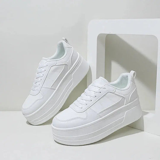 Weiße Turnschuhe für Frauen, hochwertige Freizeitschuhe aus Leder, High-Top-Sneaker für Frauen, vulkanisierte Plateauschuhe MedSurgery Store For Digital Health