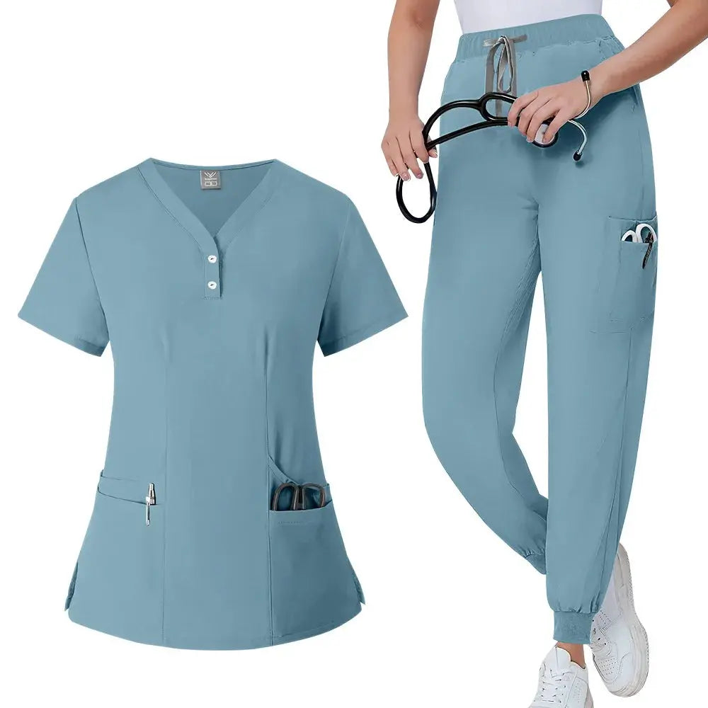 OP-Kleidung für Frauen, Oberteil mit V-Ausschnitt, Jogginghose mit Kordelzug, OP-Kleidung für Krankenschwestern, OP-Kleidung für Chirurgen CJdropshipping