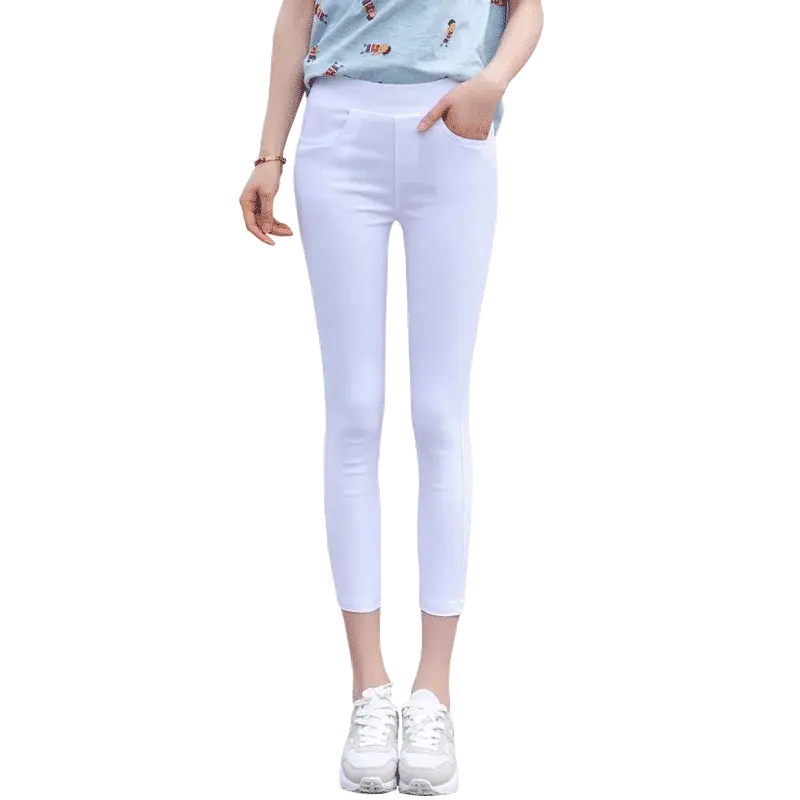 Frauen hohe Taille weiß dünne Leggings, Sommer achtzehn adeazant plonnings, kleine Fuß plonnings sie... MedSurgery Store für digitale Gesundheit
